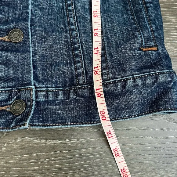 Old Navy  jean jacket womens XS Trucker‎ medium dark stretch denim Old School - Picture 10 of 12
